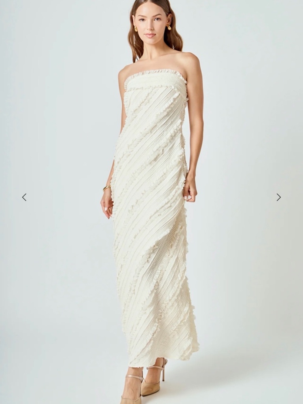 BRAND NEW Endless Rosa Strapless Ruffled Textured Maxi Dress